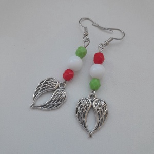 Magyar-olasz nemzeti színű fülbevaló - angyalszárny - Meska.hu