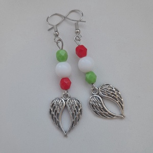 Magyar-olasz nemzeti színű fülbevaló - angyalszárny - ékszer - fülbevaló - lógó fülbevaló - Meska.hu