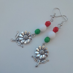 Nemzeti színű fülbevaló - napraforgó - ékszer - fülbevaló - lógó fülbevaló - Meska.hu