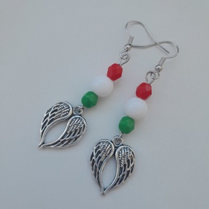 Nemzeti színű fülbevaló - angyalszárny - ékszer - fülbevaló - lógó fülbevaló - Meska.hu