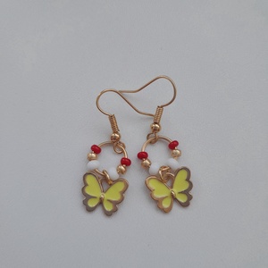 Fülbevaló - citrom pillangós - ékszer - fülbevaló - lógó fülbevaló - Meska.hu