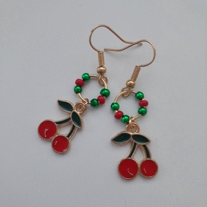 Fülbevaló - cseresznye, Ékszer, Fülbevaló, Lógó fülbevaló, Ékszerkészítés, MESKA