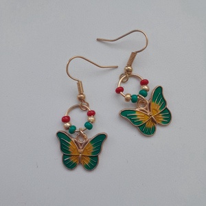 Fülbevaló - pillangó - ékszer - fülbevaló - lógó fülbevaló - Meska.hu