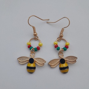 Fülbevaló - méhecske, Ékszer, Fülbevaló, Lógó fülbevaló, Ékszerkészítés, MESKA