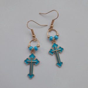 Fülbevaló - kereszt - ékszer - fülbevaló - lógó fülbevaló - Meska.hu