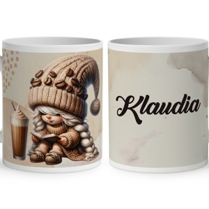 Névvel kérhető kávés manó lány - Kávé és könyv mintás bögre, Otthon & Életmód, Konyhafelszerelés, tálalás, Tálalás, Bögre & Csésze, , MESKA