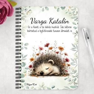 Személyre szabható - A kert kis álmodozója, cuki süni mintás A6-os füzet - otthon & életmód - papír, írószer - jegyzetfüzet & napló - Meska.hu