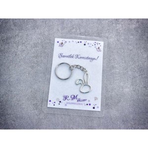 Szeretlek Keresztanya egyszerű nyuszi medálos kulcstartó, Táska & Tok, Kulcstartó & Táskadísz, Kulcstartó, , MESKA