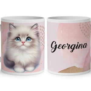 Kérd a Neveddel - Hógolyó cuki cica mintás bögre, Otthon & Életmód, Konyhafelszerelés, tálalás, Tálalás, Bögre & Csésze, , MESKA