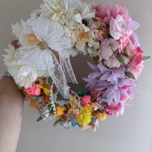 Selyemvirágos kopogtató  - otthon & életmód - dekoráció - ajtó- és ablak dekoráció - ajtódísz & kopogtató - Meska.hu