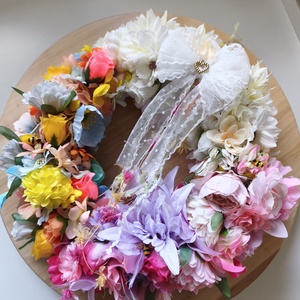 Selyemvirágos kopogtató  - otthon & életmód - dekoráció - ajtó- és ablak dekoráció - ajtódísz & kopogtató - Meska.hu