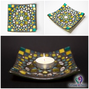 Üvegmozaik mécses vagy szappantartó greeny mandala - Meska.hu