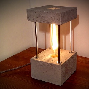 BRICK beton asztali lámpa antik szénszálas EDISON izzóval - Meska.hu