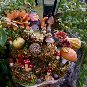 Őszi Fairy Garden, Otthon & Életmód, Dekoráció, Asztal és polc dekoráció, Asztaldísz, Festészet, Festett tárgyak, MESKA