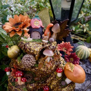 Őszi Fairy Garden - otthon & életmód - dekoráció - asztal és polc dekoráció - asztaldísz - Meska.hu