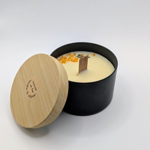 Fahéjas narancs illatú szójagyertya fa kanóccal, Otthon & Életmód, Gyertya, illat, aroma, Gyertya, Gyertya-, mécseskészítés, MESKA