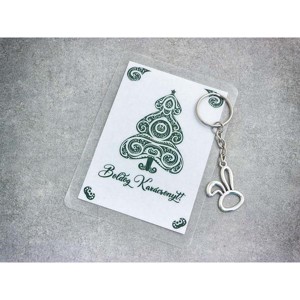 Boldog Karácsonyt egyszerű nyuszi medálos kulcstartó, Táska & Tok, Kulcstartó & Táskadísz, Kulcstartó, , MESKA