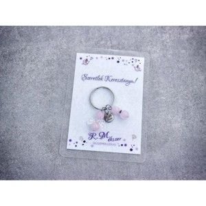 Szeretlek Keresztanya kulcstartó rózsakvarccal, Táska & Tok, Kulcstartó & Táskadísz, Kulcstartó, , MESKA