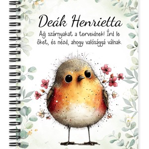 Személyre szabható - Cuki vörösbegy, a barátságos kertész mintás A6-os füzet, Otthon & Életmód, Papír, írószer, Jegyzetfüzet & Napló, , MESKA