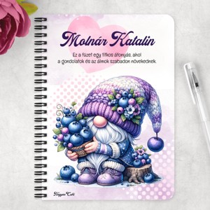Személyre szabható - Áfonyás manó sok áfonyával mintás A6-os füzet - otthon & életmód - papír, írószer - jegyzetfüzet & napló - Meska.hu