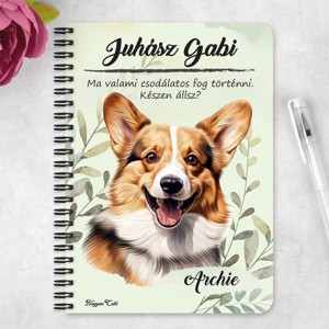Személyre szabható - Pembroke Welsh Corgi portré mintás A6-os füzet - otthon & életmód - papír, írószer - jegyzetfüzet & napló - Meska.hu