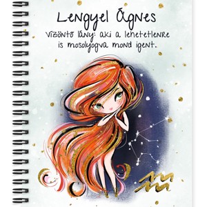Személyre szabható - Vörös hajú Csini Vízöntő lány mintás A5-ös füzet, Otthon & Életmód, Papír, írószer, Jegyzetfüzet & Napló, , MESKA