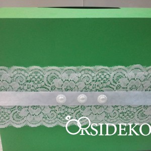 Nászajándékgyűjtő persely csipke és gyöngy díszítéssel, Esküvő, Emlék & Ajándék, Nászajándék, Esküvői pénzátadó doboz, , MESKA