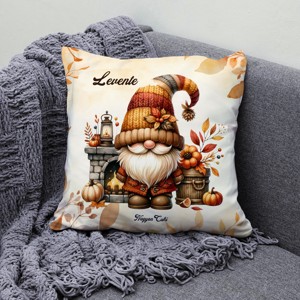 Névvel kérhető - Kandallós őszi manó mintás párna - otthon & életmód - lakástextil - párna & párnahuzat - díszpárna (belsővel együtt) - Meska.hu