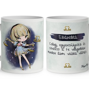 Személyre szabható - Szőke hajú Csini Mérleg lány mintás bögre - Meska.hu