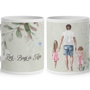 Kérd a neveddel - Apa és és a kicsi lányok mintás bögre, Otthon & Életmód, Konyhafelszerelés, tálalás, Tálalás, Bögre & Csésze, , MESKA