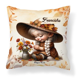 Névvel kérhető - Legcukibb őszi manó lány mintás párna, Otthon & Életmód, Lakástextil, Párna & Párnahuzat, Díszpárna (belsővel együtt), , MESKA