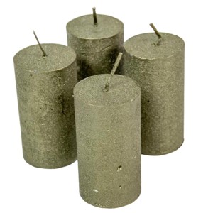 Rusztikus metál henger gyertya 40x75mm - olíva szett, Kellékek & szerszámok, Vegyes alapanyag, Dekorációs gyertya, , MESKA