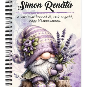 Személyre szabható - Édes Levendulás manó mintás A5-ös füzet, Otthon & Életmód, Papír, írószer, Jegyzetfüzet & Napló, , MESKA