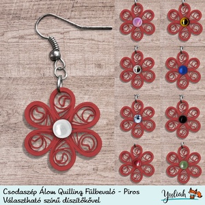 Csodaszép Álom Quilling technikával készült piros lógós fülbevaló, Ékszer, Fülbevaló, Lógó fülbevaló, Papírművészet, MESKA