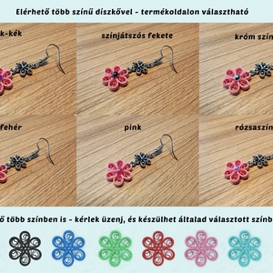 Rózsaszín virágos lógós papír fülbevaló választható díszkővel - quilling ékszer, könnyű fülbevaló - Fémes álom - ékszer - fülbevaló - lógó fülbevaló - Meska.hu