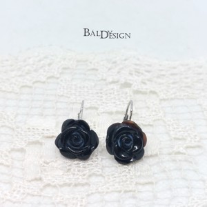 Fekete achát rózsa fülbevaló, , , MESKA