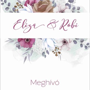 Klasszikus fehér esküvői meghívó virágmintával - Meska.hu