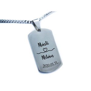 Mindig veled egyedi acél téglalap medálos nyaklánc, Ékszer, Nyaklánc, Medálos nyaklánc, , MESKA