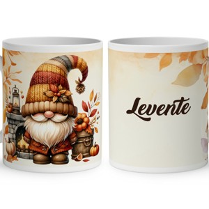 Névvel kérhető - Kandallós őszi manó mintás bögre - Meska.hu