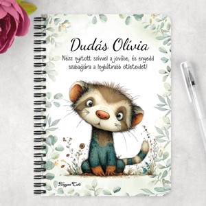 Személyre szabható - Játékos felfedező, a vadászgörény mintás A6-os füzet - otthon & életmód - papír, írószer - jegyzetfüzet & napló - Meska.hu