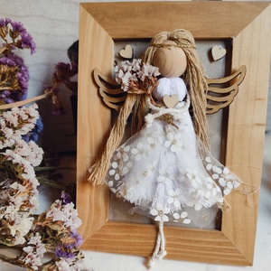 Makramé angyal keretben - Meska.hu