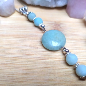 Amazonit függő medál A szív harmóniájának, szeretetnek és bölcsességnek köve  - ékszer - nyaklánc - medálos nyaklánc - Meska.hu