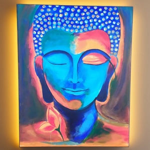  Békét hozó Buddha  Akril festmény vásznon Ajándék Ötlet, Karácsony alkalmából is!, Otthon & Életmód, Dekoráció, Spiritualitás, Mandala, Festészet, MESKA