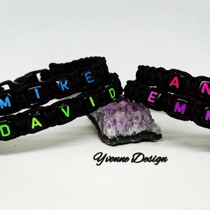 Duplasoros gyönyörű neves betűs makramé karkötő - ékszer - karkötő - névre szóló karkötő - Meska.hu