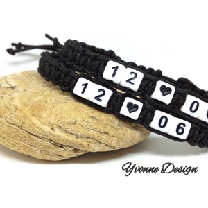 Dátummal számmal ellátott közös páros karkötő szerelmeseknek -  - Meska.hu