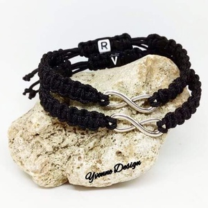 Végtelen jeles Forever together páros karkötő betűvel - ékszer - karkötő - fonott karkötő - Meska.hu