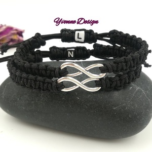 Végtelen jeles Forever together páros karkötő betűvel - ékszer - karkötő - fonott karkötő - Meska.hu