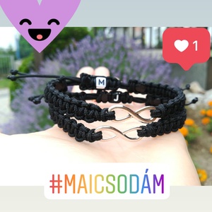 Végtelen jeles Forever together páros karkötő betűvel - ékszer - karkötő - fonott karkötő - Meska.hu