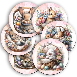 6 db tündéri húsvéti nyuszis kör alakú alátét szett (#32), , , MESKA