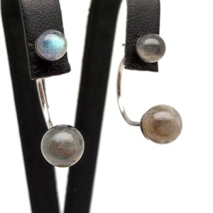 Fülbevaló golyó labradorit dupla 7-8,5mm, Ékszer, Fülbevaló, Pötty fülbevaló, , MESKA